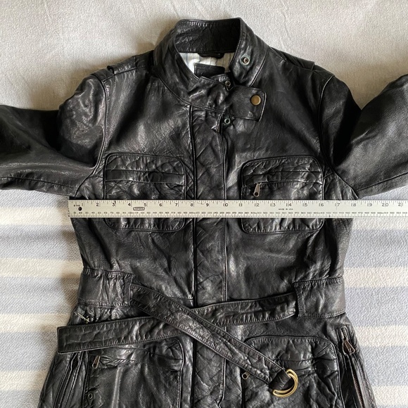 Vintage Gap black leather belted jacket, zipper and snap front Size M *LIKE NEW* - Picture 12 of 16